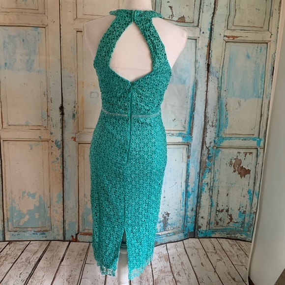 Lace midi dress back cutout green - Picture 2 of 6
